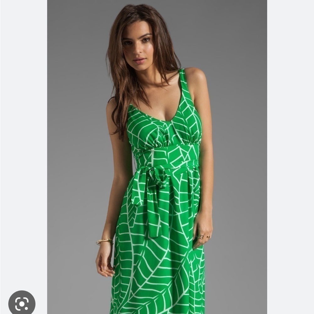 Revolve Susana Monaco Palm Print green maxi dress
